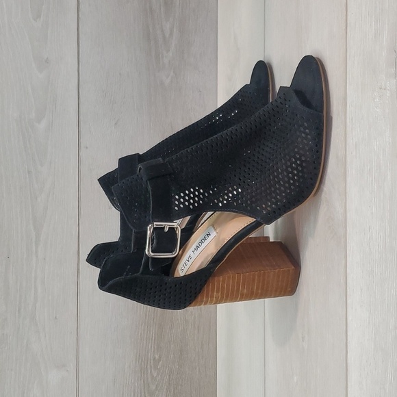 Steve Madden Women Shauna Ankle Suede Open Toe pump sandals shoes sz 9.5M - Picture 2 of 12